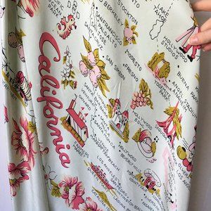 Vintage California Illustrated Map Silk Slip Dress